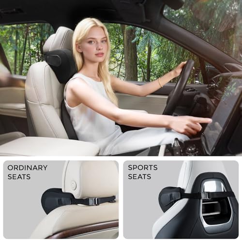 BEBAS Ergonomic Car Headrest Pillow, Memory Foam Neck Support, Black - color: Black