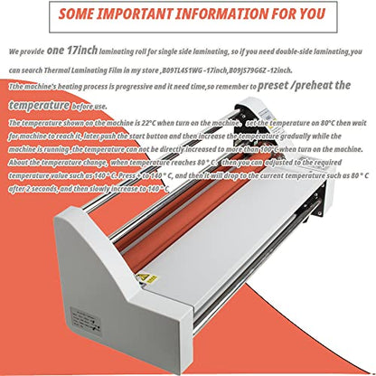 Laminator Machine with 17'' Laminating Film Roll,Hot Cold Laminating Machine Single/Dual Sided Thermal Laminating Machine for School Office Commercial Use 110V