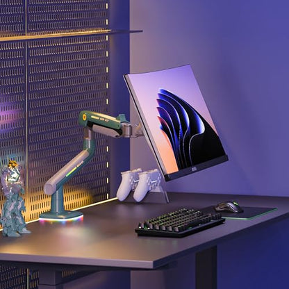 NB Gaming Monitor Arm or for 32 to 60 Inches Screen, Load up to 20 kg, VESA 75/100, RGB-Light, Heavy Duty, Multi Angle Adjustable, Premium Aluminum, Green - color: Oliver Green