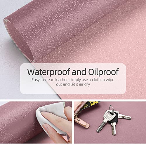 YSAGi Desk Mat, Dual-Sided Desk Pad, 31.5" x 15.7" Laptop Leather Desk Pad Protector, Desk Blotter for Keyboard and Mouse, Waterproof Desk Writing Pad for Office and Home (Dark Pink+Pink) - color: Dark Pink+pink, size: 15.7" x 31.5"