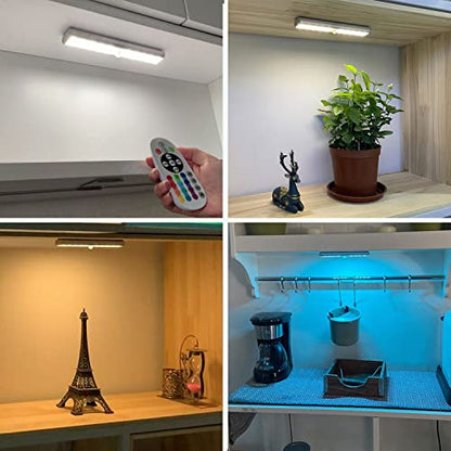 Under Cabinet Lighting Rechargeable 48-LED Wireless Under Cabinet Lights Remote, Kitchen Counter Lights Closet Lights RGB Perfect for Indoor Pantry Display Shelf 15 Color Changing(1 Pack) - color: RGB/1 Pack