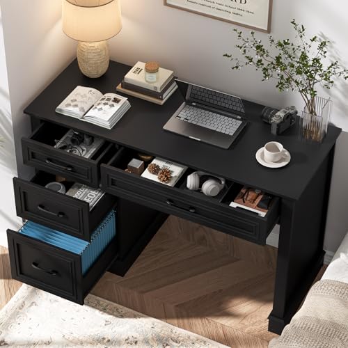 Vabches Farmhouse 47" Executive Desk with 3 Drawers, Pure Black. - color: Pure Black, size: Style 1