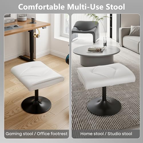 VECELO Foot Rest Under Desk Ottoman, PU Height Adjustable Footrest with Comfort Padding, Leg Rest for Desk for Relieving Leg Pain, Stiffness, and etc, White - color: White