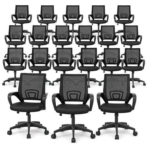 Magshion Ergonomic Office Chairs 20 Pack, Mid-Back Mesh Desk Chair, Black | Adjustable Swivel Computer Chair, Lumbar Support & Breathable Backrest, For Gaming, Work, Study, 300 LBS Capacity - color: Black, size: 20 Pack