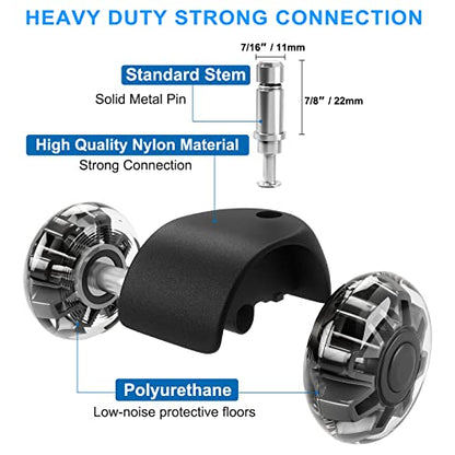 Omyoffice 2" Office Chair Wheels Set of 5, Black Heavy Duty Chair Caster | Support 2200lbs, Mute Rubber, Universal Fit 7/16"x7/8" Stem, Smooth Quiet Rolling, Safety Protection for Hardwood, Carpet - color: Black