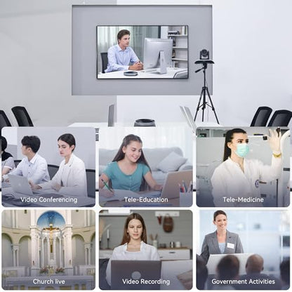 20x Zoom Conference Room Camera System TONGVEO All-in-1 Video and Audio Conferencing System 20X Optical Zoom USB3.0 HDMI PTZ Camera and Conference speaker with microphone Bundle for large Meeting Room - color: Ink