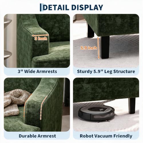 Garvee Green Comfy Accent Chair, Upholstered Armchair for Living Room - color: Olive Green, size: 1 Pack