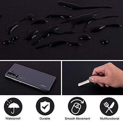 SUJAYU Dual Sided PU Leather Desk Pad, Mouse Pad, Office Desk Mat, Non-Slip Laptop Desk Pad, Waterproof Desk Writing Pad for Office and Home (23.6" x 11.8", Black) - color: Black, size: 11.8" x 23.6"