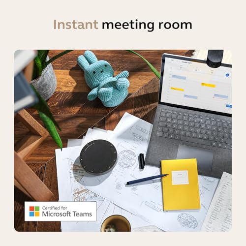 Jabra Speak2 55 Wireless Bluetooth Speakerphone (2025 Edition), Dark Grey | Portable Speakerphone, 4 Noise-Cancelling Microphones, Microsoft Teams Certified, Clear Sound for Online Meetings