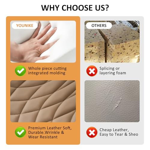 YOUNIKE Faux Leather Office Desk Chair Comfy Vanity Chair Armless Khaki | Ergonomic Upholstered Rocking Back, Swivel with Wheels, Height Adjustable, Modern Task Chair For Computer Sewing Drafting - color: All Khaki