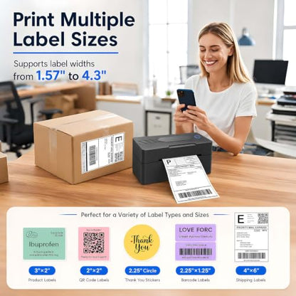GBNONPLN Bluetooth Thermal Shipping Label Printer, 4x6, Matte Black - color: Matte Black