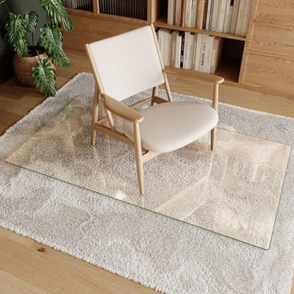 Koonmi Tempered Glass Chair Mat 30"x55" - Premium Office Chair Mat for Hardwood Floors & Low-Pile Carpet with 4 Non-Slip Pads - Thick Scratch-Resistant Surface - size: 30*55