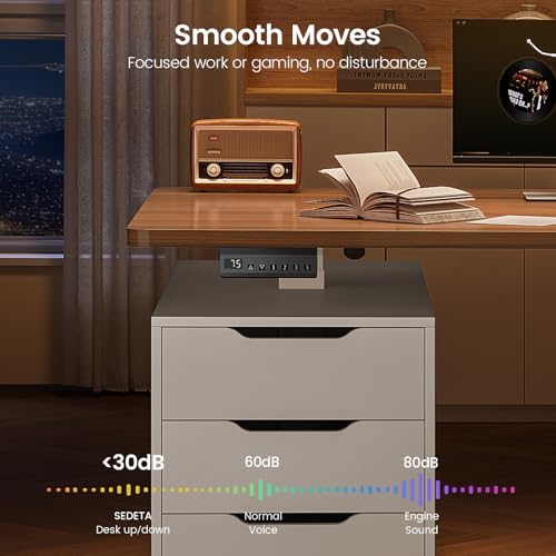SEDETA 55" Electric Standing Desk with 6 Drawers, Adjustable Stand up Desk with Storage, Computer Desks with Power Outlets for Home Office, White - color: White