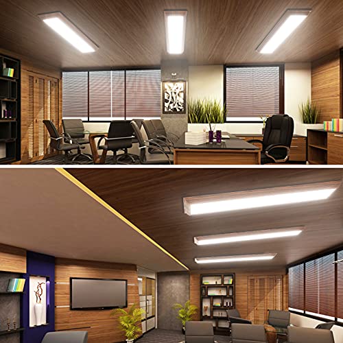 4FT LED Light Fixture with 3000K/4000K/5000K CCT Selectable Dimmable 4 Foot LED Linear with Wooden Look 50W 5500LM Flush Mount Ceiling Wraparound for Kitchen, Bedroom, Laundry, 2 Pack - size: 4FT | 2 Pack