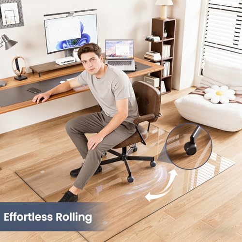 46"x46" Tempered Glass Chair Mat for Carpet - size: 46x46