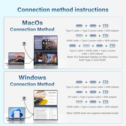 InnoView 18.5" Dual Portable Monitor 2K 200Hz 100% sRGB - Foldable & Stackable Design with 315° Screen Adjustment & 180° Stand | DP/USB-C/HDMI, Second Monitor for Laptop, Mac, Windows - size: 18"