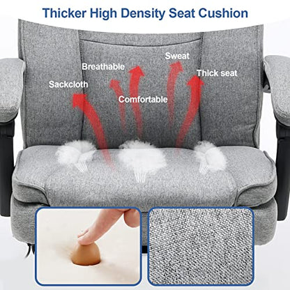 HOMREST Reclining Office Chair with 4-Point Massage, Breathable Fabric Executive Chair with Retractable Footrest, Ergonomic Computer Chair with High Back, Reclining Gaming Chair for Home, Light Grey
