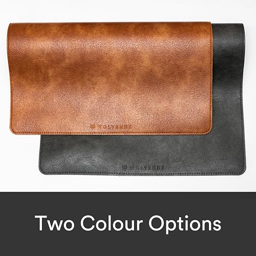 Premium Distressed Faux Vegan Leather Desk Mat | Multifunctional Desk Pad for Home Office | (Black/Grey, 12" x 36") | Hard-wearing distressed vegan leather, desk & mouse pad for writing, gaming, home office and everyday desk protection - color: Black/Grey