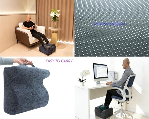 Desk Footstool - Ergonomic, Non-Slip Footstool with Two-Way tilt Design and Comes with a Removable, Washable Cover. Suitable for desks, Homes, Offices, and Cars (Dark Gray). - color: Dark Gray