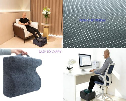 Desk Footstool - Ergonomic, Non-Slip Footstool with Two-Way tilt Design and Comes with a Removable, Washable Cover. Suitable for desks, Homes, Offices, and Cars (Dark Gray). - color: Dark Gray