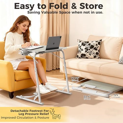 FoldWise Upgraded Folding TV Tray Table, Sturdy Couch & Dinner Laptop Table - color: (White) - Bright Wood