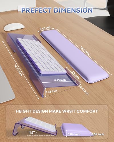 Laborio Computer Keyboard Wrist Rest, Keyboard Riser Stand for Desktop - color: Purple