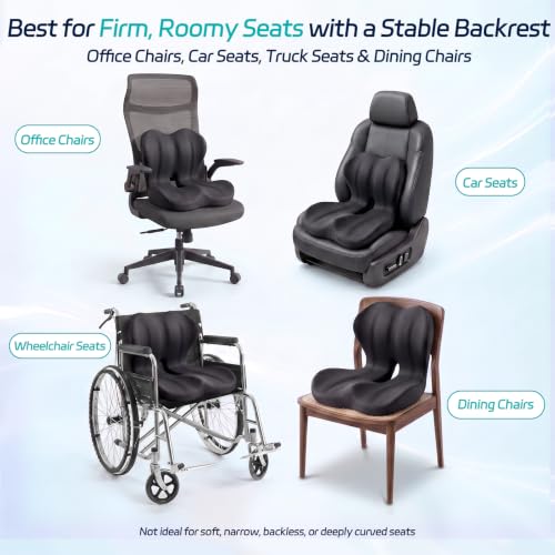 Seat Cushion & Back Support for Tailbone and Lower Back Relief - color: Dark Gray