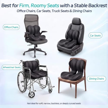 Seat Cushion & Back Support for Tailbone and Lower Back Relief - color: Dark Gray