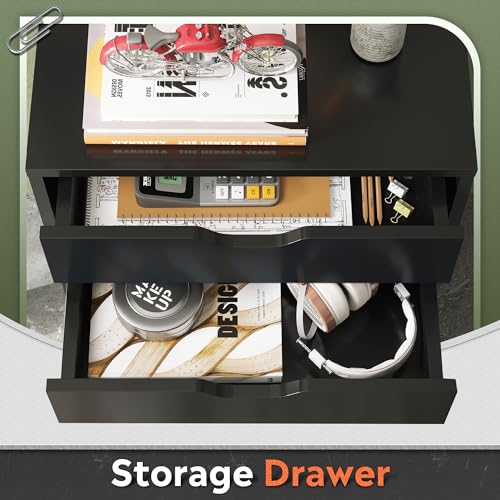 DEVAISE 5-Drawer Filing Cabinet, Under Desk file Cabinet, Black | Wood, Office Storage Cabinet, Printer Stand with Wheels, Drawer Chest, Home Office - color: Black, size: 15.7"D x 18.7"W x 25.5"H