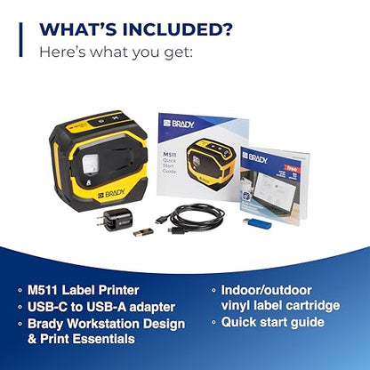 Brady M511 Portable Wireless Industrial Label Printer, Bluetooth Compatible, Li-ion Battery, Military-Grade Shock Resistance, Works with Android and iPhones - style: Printer
