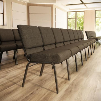 Flash Furniture HERCULES Series 21''W Stacking Church Chair in Brown Fabric - Gold Vein Frame - color: Brown Fabric/Gold Vein Frame, size: Set of 1