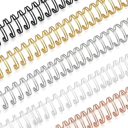 QWORK Double Loop Wire Binding Spines, 50 Pcs 5/8 Inch 2:1 Pitch for Letter Size 140 Sheet Capacity, Metal Wire Binder Spines for Presentations Reports Notebooks