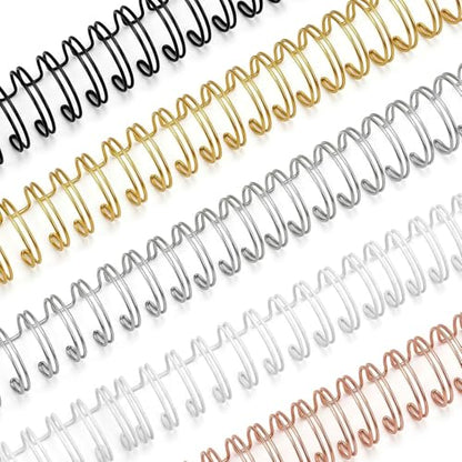 QWORK Double Loop Wire Binding Spines, 50 Pcs 5/8 Inch 2:1 Pitch for Letter Size 140 Sheet Capacity, Metal Wire Binder Spines for Presentations Reports Notebooks