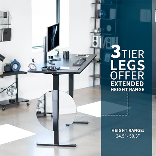 VIVO Black 71 x 30 in Standing Desk, DESK-KIT-2B7B - color: Black Top / Black Frame, size: 71 x 30