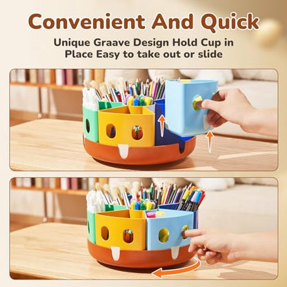 GAMENOTE Rotating Art Supplies Organizer - Lazy Susan Office School Supply for Kids Desk Organization and Storage Homeschool Craft Caddy Classroom Organization (Large) (Pack of 3) - size: Large, 11"d x 5"h (Pack of 3)