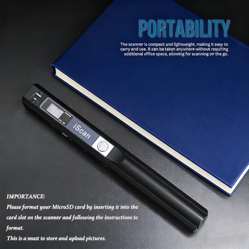 A4 Document Scanner, Portable Card Photo Scanner with 16GB Memory Card, Mini Handheld Receipt Scanners, USB Connection for Computer, Black, LNKH09