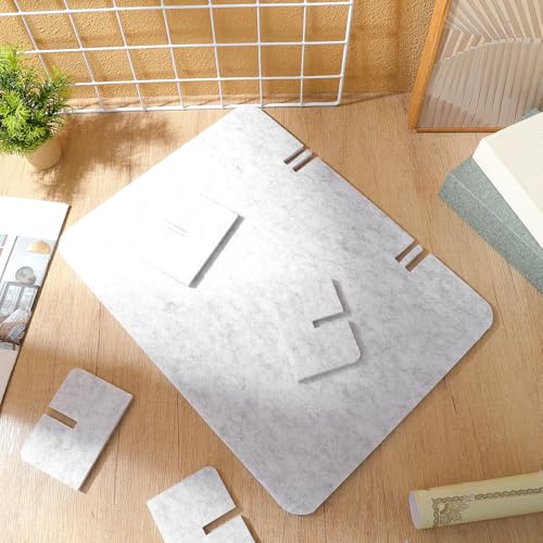 SOLUSTRE Desk Divider Felt Privacy Panel - Desktop Partition Office Divider Wall for Students, Classrooms, Noise Reduction Acoustic Screen, Light Gray