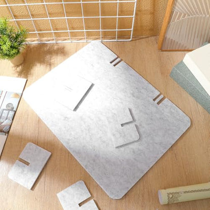 SOLUSTRE Desk Divider Felt Privacy Panel - Desktop Partition Office Divider Wall for Students, Classrooms, Noise Reduction Acoustic Screen, Light Gray