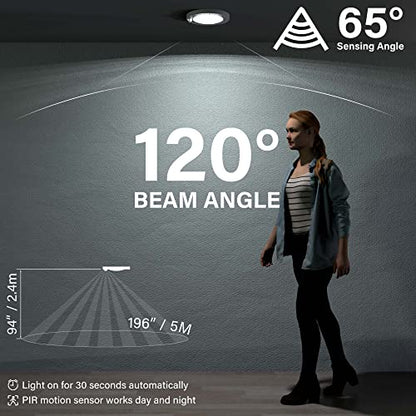 ZAGO LED 6" 120 Volts Closet Light Wired, PIR Motion Sensor Ceiling Disc Light, 15W, 1100 Lumens, CRI>80, 5000K Daylight White for Closet, Laundry, Garage, Pantry, Wet Location, ETL, White, 2 Packs - color: White-5000K-2Packs