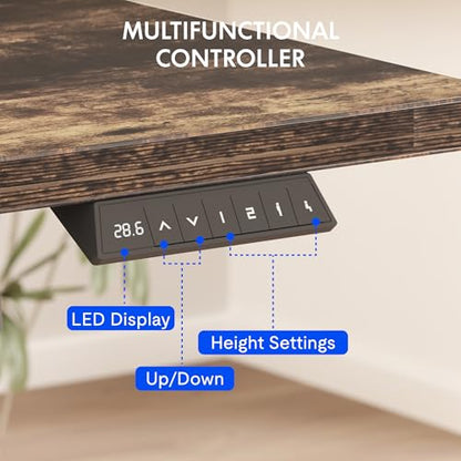 FLEXISPOT EN2 48"x24" Standing Desk with Power Strip Bundle - color: Black Frame + Rustic Brown, size: 48x24