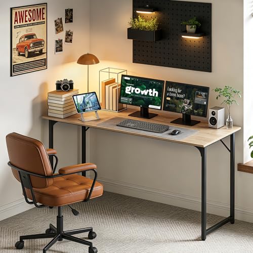 BestOffice Computer Desk,Home Office Desk, Modern Simple Style for Home Office Study Writing (Nature, 55 Inch) - color: Nature, size: 55 Inch