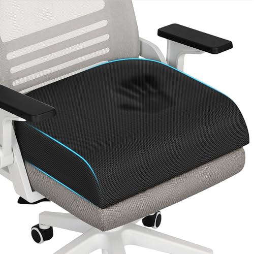 TranquilRelax 2XL Memory Foam Seat Cushion for Office Chair, Black | Medium-firm Support for Long Sitting, Washable Mesh Cover, Non-slip Base, Perfect for Car Seats & Short Drivers - color: Black, size: 2XL-Large