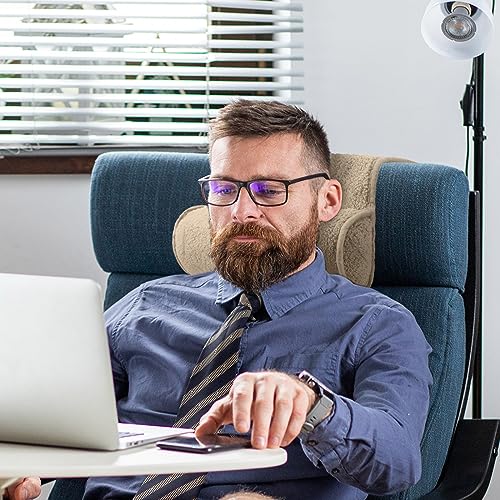 Weysat Recliner Pillow Neck Head Support Roll Non Slip Fleece Adjustable Neck Chair Headrest Cushion for Travel Home Office Recliner Couch Sofa Armchair Support and Pain Relief(Light Camel) - color: Solid