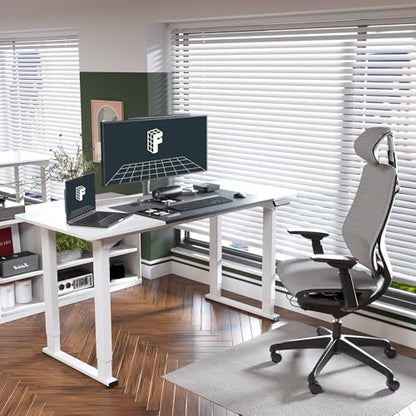 FLEXISPOT 4-Leg Standing Desk, 63"x28", Electric Height Adjustable, White - size: 63"x28"