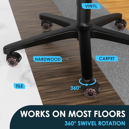 WEWILL Office Chair Wheels, Rubber Replacement Caster Heavy Duty Wheels for Computer Desk Chair to Replace Office Chair mats, Protect Hardwood Floors and Carpet, Set of 5 Brown - color: Brown