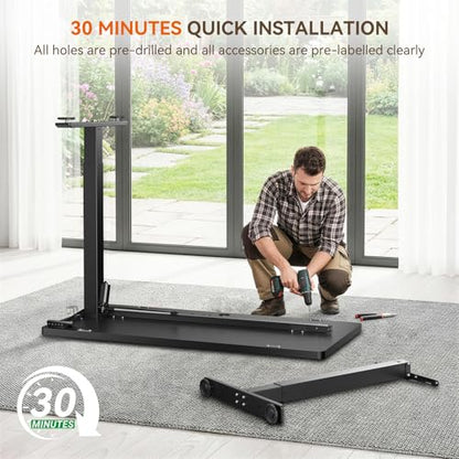 Standing Desk, 48 x 24 Inches Electric Height Adjustable Desk, Sit Stand up Desk, Memory Computer Home Office Gaming Desk with 3 Preset Heights, Wood Table Cable Management Box, Black - color: Black, size: 48 x 24 inch