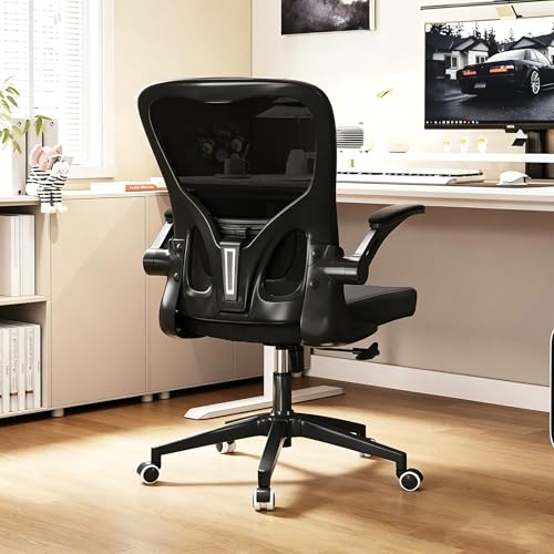 Ergonomic Office Desk Chair High Back Mesh Computer Chair Adjustable Chair | 360° Swivel Adjustable Lumbar Support & Flip-Up Armrests capacity 300 lbs capacity - color: 05black