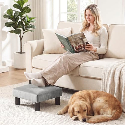 Joveco 15'' Small Foot Rest Stool Ottoman- Upholstered Footstool and Ottomans Small Footrest for High Beds- Lightweight and Portable, Light Gray - color: Light Gray
