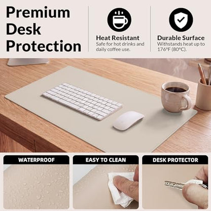 AFIING Desk Mat, Beige, 23.6" x 13.8", Desk Pad Protector - color: Beige, size: 23.6" x 13.7"