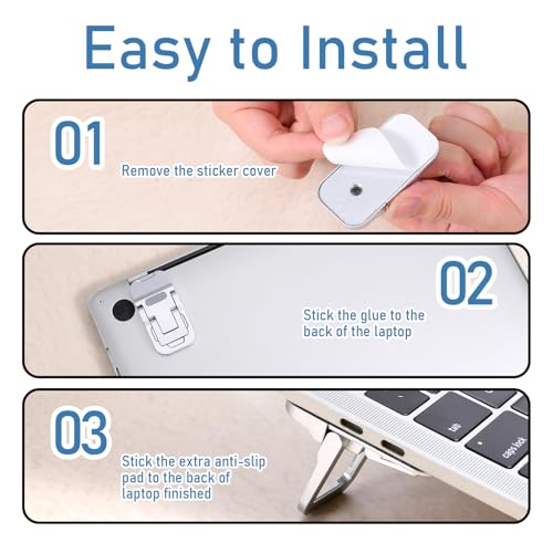 2 Pcs Portable Keyboard Riser With Dual Tilt Angle Adjustment, Foldable Laptop Stand, Mini Computer Stand for Desk, Self-Adhesive Feet for Most Keyboards (Silver) - color: Silver